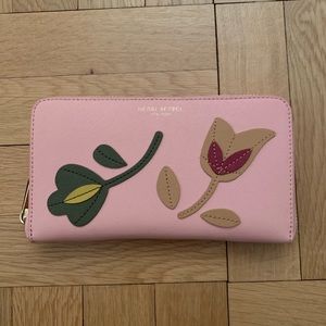 NWT Henri Bendel Pink Floral Zip Up Wallet